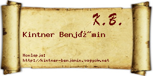 Kintner Benjámin névjegykártya