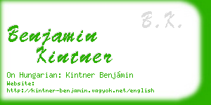 benjamin kintner business card